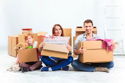 Office furniture and equipment prepared for a local commercial move