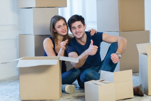 Prepared moving boxes and home contents for a Kingston Vale relocation